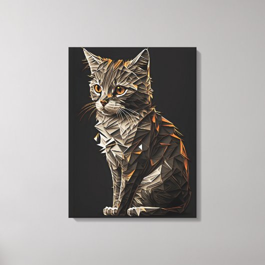 Whimsical Cat abstract Canvas Afdruk (Voorkant)