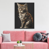Whimsical Cat abstract Canvas Afdruk (Insitu (Woonkamer))