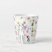 Whimsical Cat and Bee Latte Mok (Voorkant)