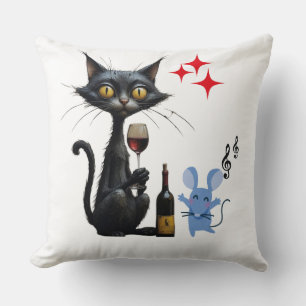 Whimsical Cat and Mouse Cushion - Een vleugje plez Kussen