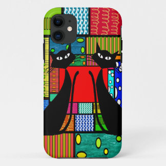 Whimsical Cat Art Gifts iPhone 11 Hoesje