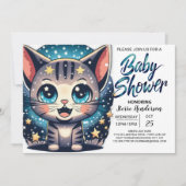 Whimsical Cat Editable Boy-Baby shower Kaart (Voorkant)