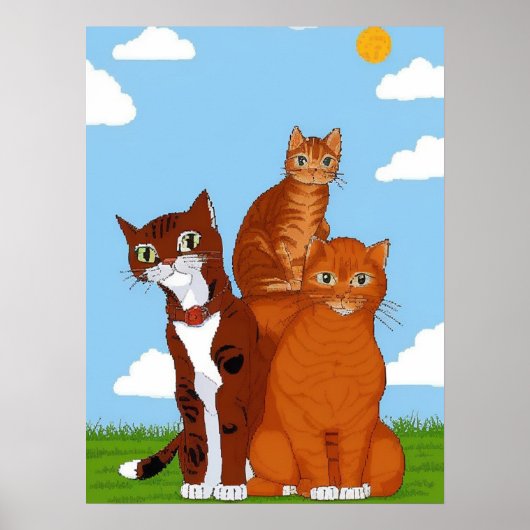 Whimsical Cat Family Poster - Afdrukbare muurkunst (Voorkant)