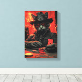 Whimsical Cat Gambler - Speelse katachtige kunstwe Canvas Afdruk (Insitu (Houten vloer))