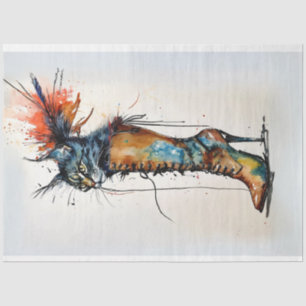 Whimsical Cat in een Laarslevendige Kleuren Decoup Tissuepapier