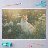 Whimsical Cat in een Wildflower Field Decoupage Tissuepapier (Craft)
