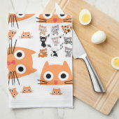 Whimsical Cat Kitchen Hand Towel Theedoek (Quarter Fold)