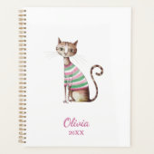 Whimsical Cat Mom Schattigee Waterverf aangepaste Planner (Voorkant)