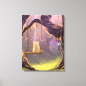 Whimsical Cat on a Swing Canvas Print (Voorkant)