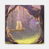 Whimsical Cat on a Swing Magnet Magneet (Voorkant)