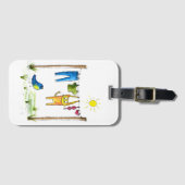 Whimsical Cat op een lijn Bagagelabel (Voorkant (horizontaal))