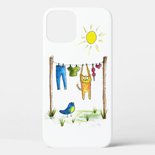 Whimsical Cat op een lijn Case-Mate iPhone Case (Achterkant)