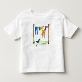 Whimsical Cat op een lijn Kinder Shirts