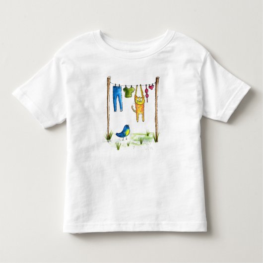 Whimsical Cat op een lijn Kinder Shirts (Voorkant)
