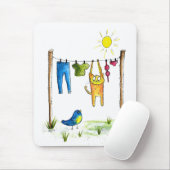 Whimsical Cat op een lijn Muismat (Met muis)