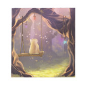 Whimsical Cat op een Swing Notitieblok (Voorkant)