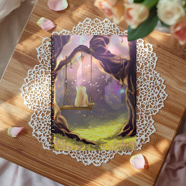 Whimsical Cat op een Swing Notitieboek