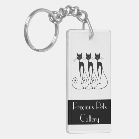 Whimsical cat PERSONALIZE Sleutelhanger (Voorkant Links)