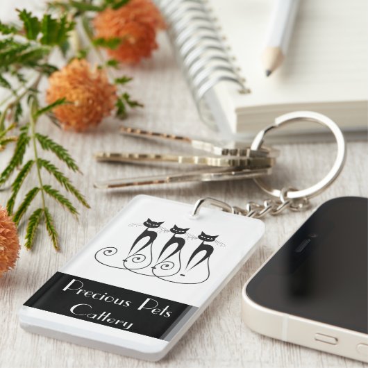 Whimsical cat PERSONALIZE Sleutelhanger (Voorkant Rechts)