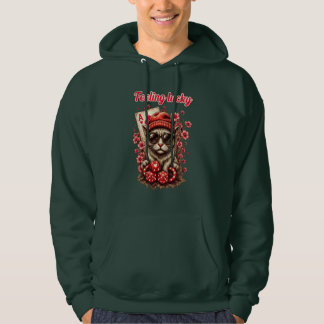 Whimsical Cat Poker Feest Hoodie