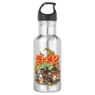 Whimsical Cat Ramen Noodle Stall Waterfles
