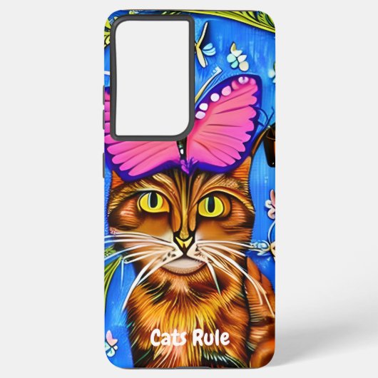 Whimsical Cat Samsung S21 Android Smart Phone Case Galaxy Hoesje (Achterkant)