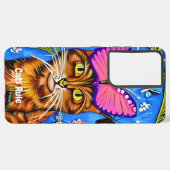 Whimsical Cat Samsung S21 Android Smart Phone Case Galaxy Hoesje (Linkerkant)