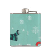 Whimsical Cat Sitting a Teacup Kerstmis Heupfles (Achterkant)