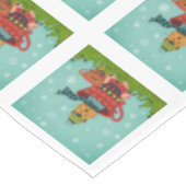 Whimsical Cat Sitting a Teacup Kerstmis Tafelkleed (Gekanteld)