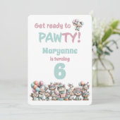 Whimsical Cat Watercolor Birthday Invitation (Debout devant)