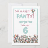 Whimsical Cat Watercolor Birthday Invitation (Devant)