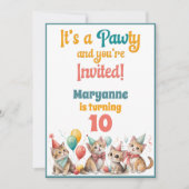 Whimsical Cat Watercolor Birthday Invitation (Devant)