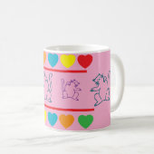 Whimsical Cats and Rainbow Hearts Coffee Mug (Devant droit)