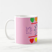 Whimsical Cats and Rainbow Hearts Coffee Mug (Gauche)