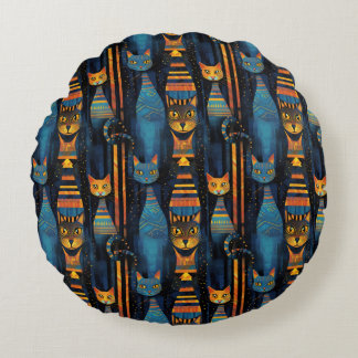 Whimsical Cats Egyptische AI Kunst Rond Kussen