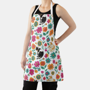Whimsical Cats en Retro Bloemmotief  Schort