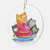 Whimsical Cats met Birthday Cake Keramisch Ornament (Links)
