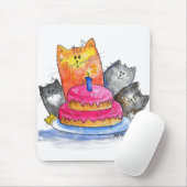 Whimsical Cats met Birthday Cake Muismat (Met muis)