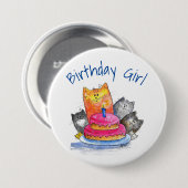 Whimsical Cats met Birthday Cake Ronde Button 7,6 Cm (Voorkant /achterkant)