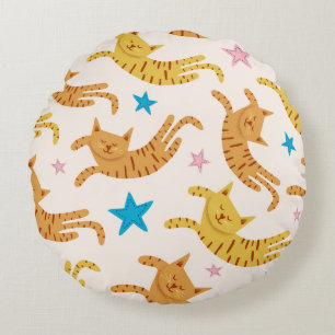 Whimsical Cats & Stars: Mode van Kinderen Rond Kussen