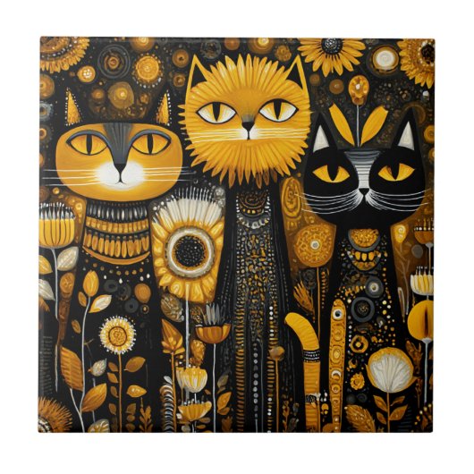 Whimsical Cats Tegeltje (Voorkant)