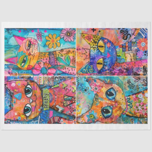 Whimsical Cats voor Scrapbooking Mixed Media Tissuepapier (Voorkant)