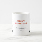 Whimsical Cats Xmas Tree Meowy Kerstmis met naam Koffiemok (Center)