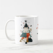 Whimsical Cats Xmas Tree Meowy Kerstmis met naam Koffiemok (Links)