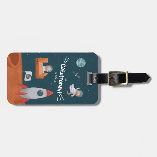 Whimsical Catstronaut in Space, Katten op Mars, Fu Bagagelabel (Voorkant horizontaal)