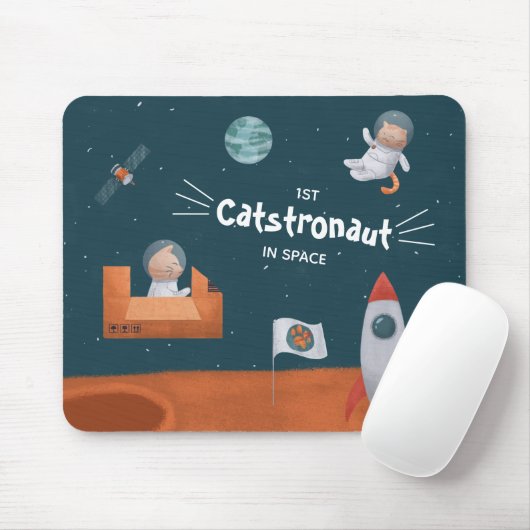 Whimsical Catstronaut in Space, Katten op Mars, Fu Muismat (Met muis)