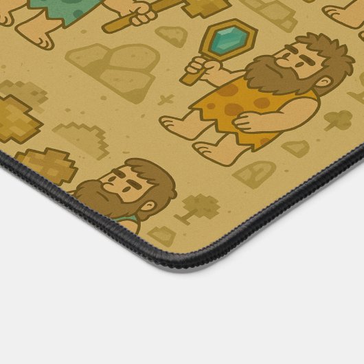 Whimsical Caveman Gamer with Pixelated Tools (Coin)