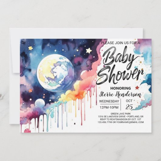 Whimsical Celestial Baby shower Kaart (Voorkant)