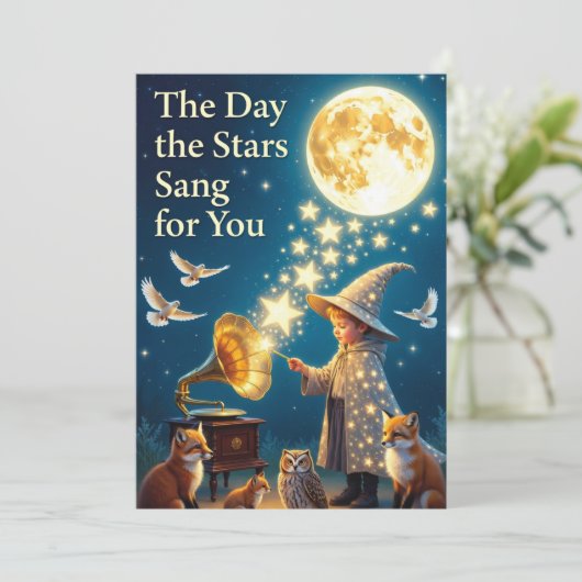Whimsical Celestial Birthday Card: Enchanted Folk (Staand voorkant)