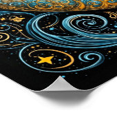 Whimsical Celestial Dream: Maan en Zon Kunst. Poster (Hoek)